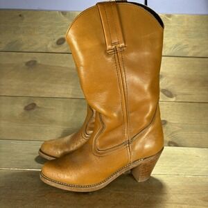 vintage dexter womens size 7.5 shoes brown leather western heel cowboy boots